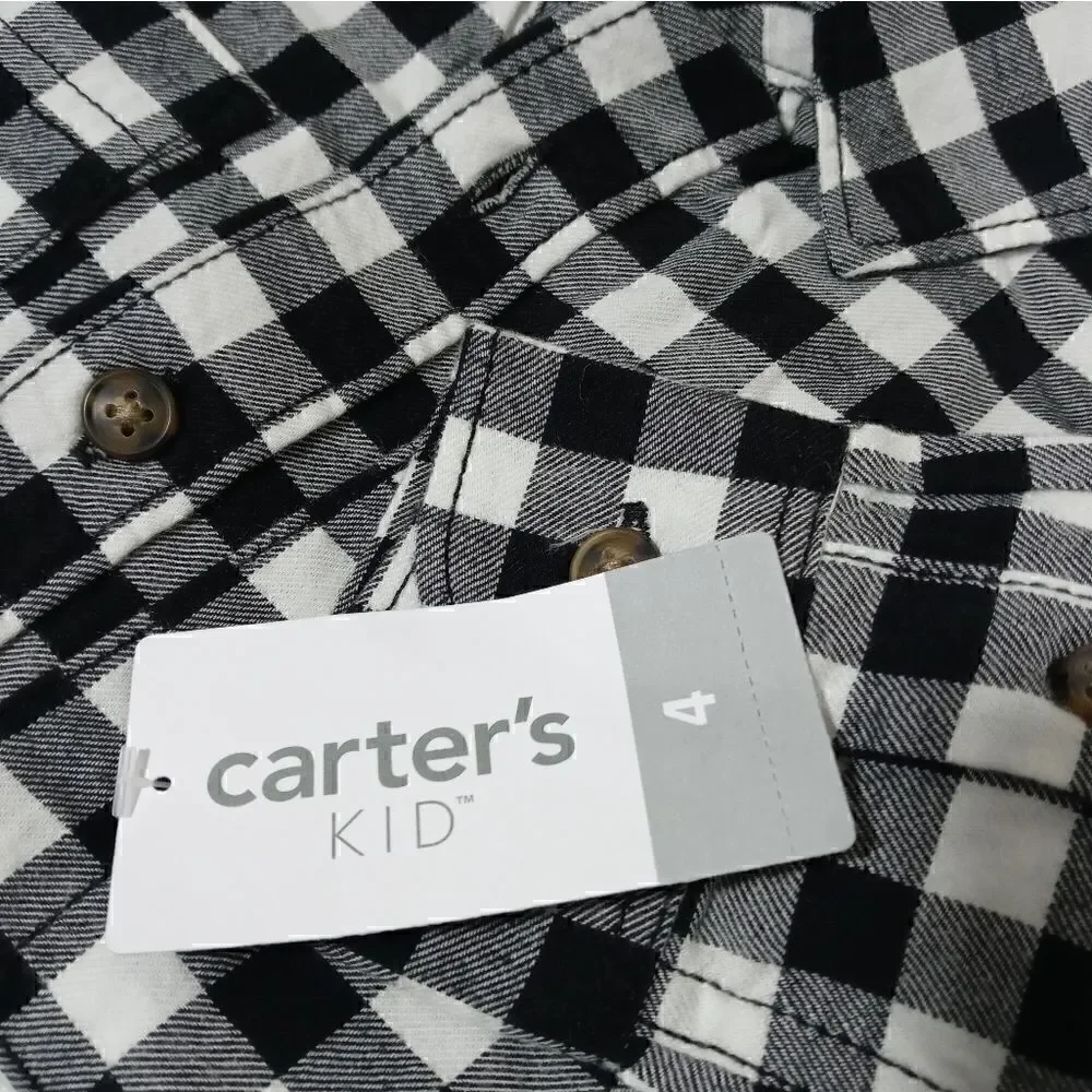 Carter's Twill Checkered Button Down Long Sleeve Shirt -Q